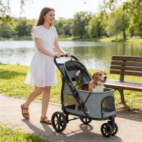 Pet stroller, dog stroller, easy to carry, gray Pet stroller, dog stroller, easy to carry, gray